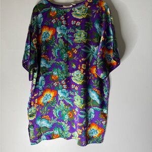 Vintage Victoria’s Secret Gold Label Floral Short Sleeve Night Shirt Satin Large